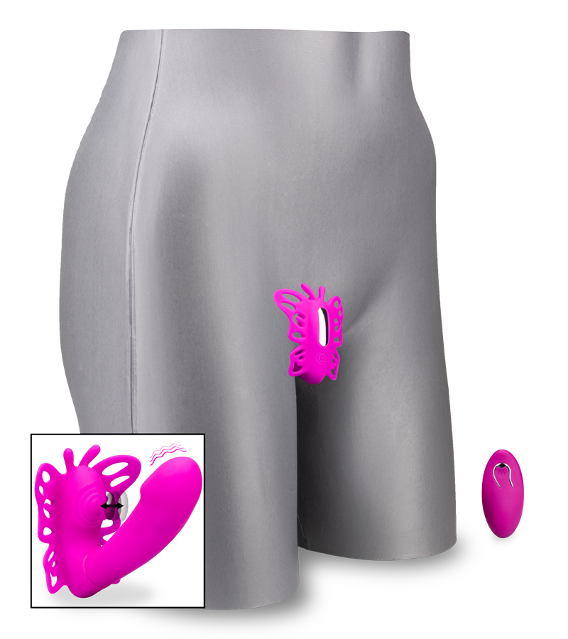 Vibrating and throbbing wearable clit and G-spot vibe 12 speeds